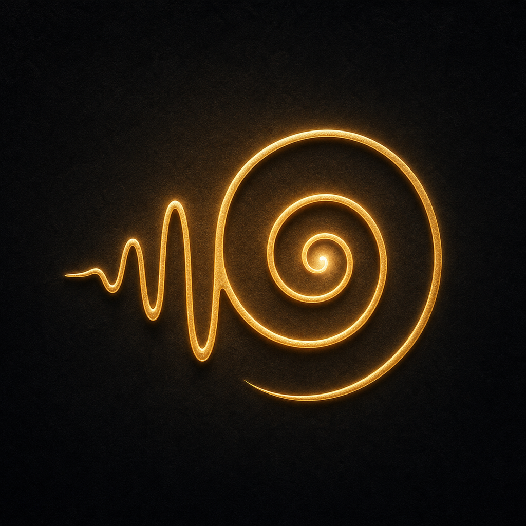 Inner Thought app icon: a golden waveform flowing into a spiral